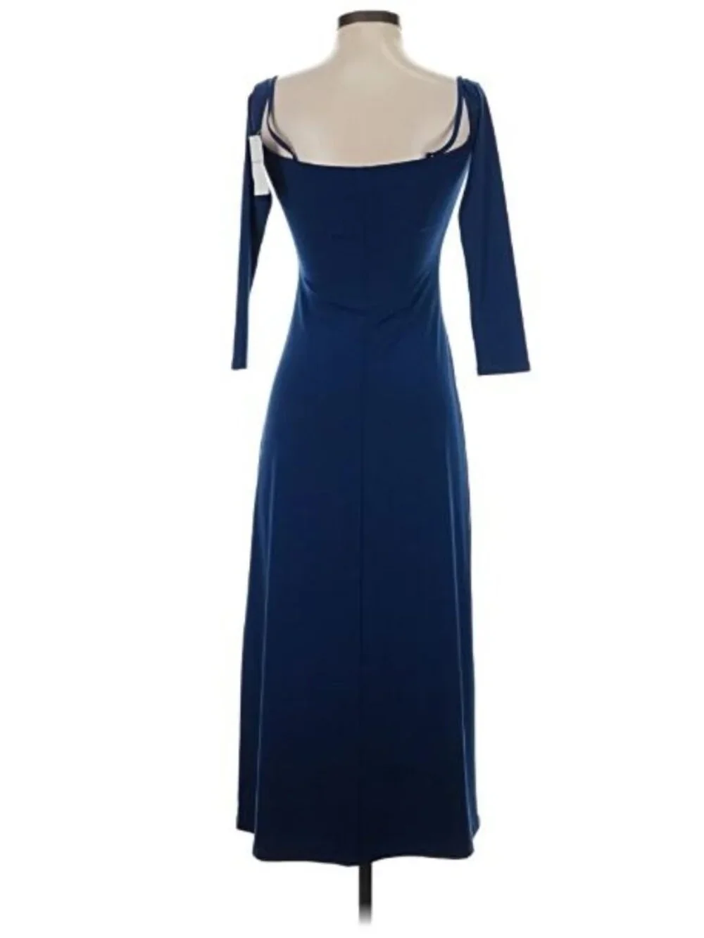 NWT Abercrombie & Fitch Maxi Dress XS Blue Bodycon Off the Shoulder Square Neck